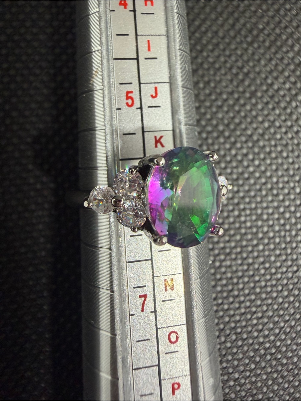 Mystic Topaz Oval Cocktail Ring in Green-Purple - Women Jewelry